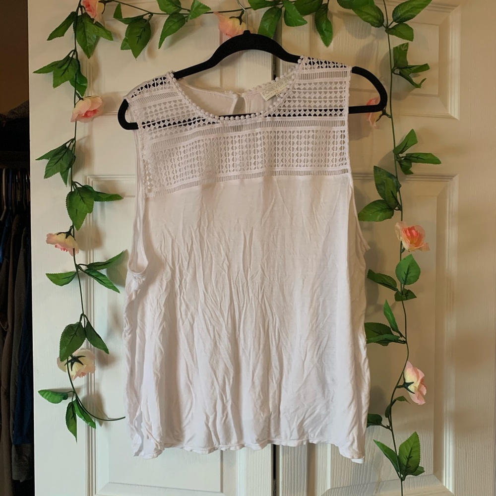 Sleeveless Crochet Detail Top